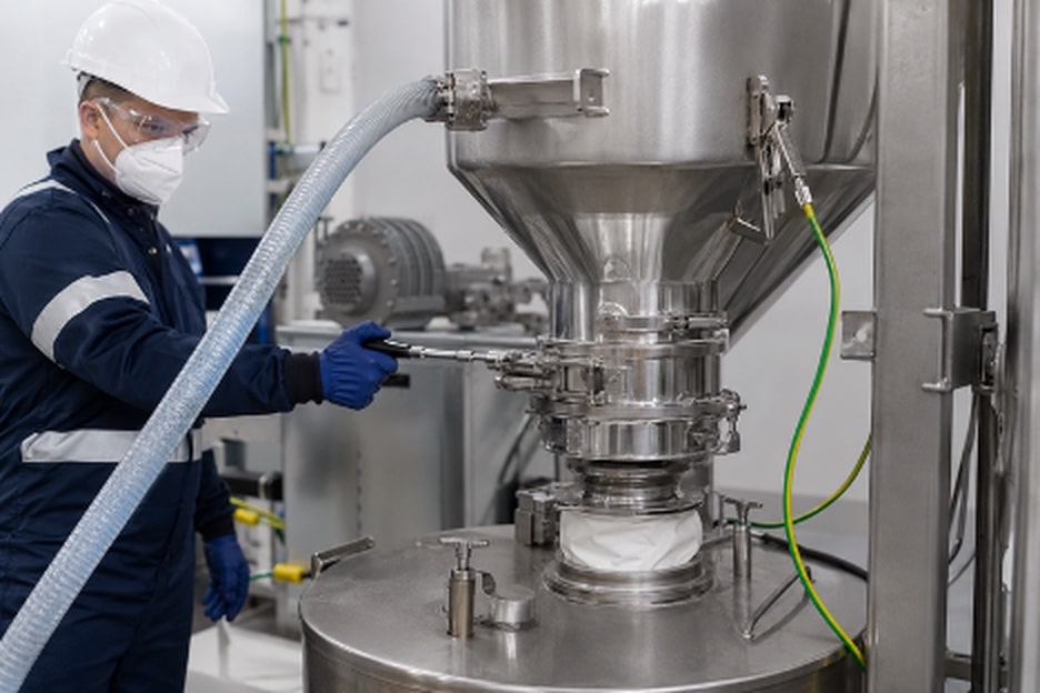 Bonding and grounding should be integrated into powder-transfer equipment and verified as part of routine inspections. Bonding and grounding