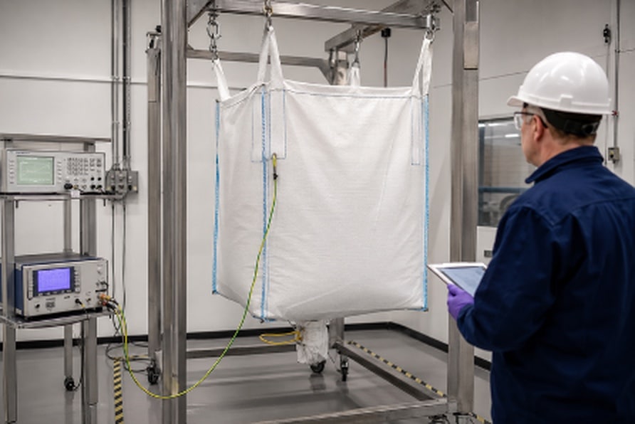 FIBC electrostatic testing supports safe selection and use of Type A, B, C and D bulk containers. FIBC electrostatic testing